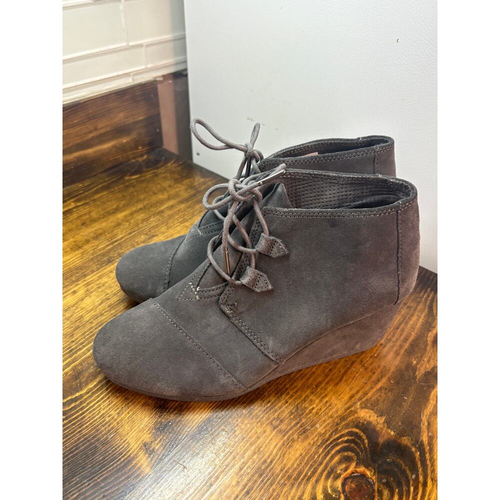 Toms Gray Suede Wedges Size 11